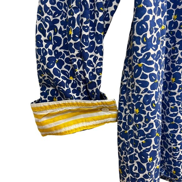 J. McLaughlin LOIS Button Down Women's Shirt Blue and White Floral Size XL - Picture 5 of 6